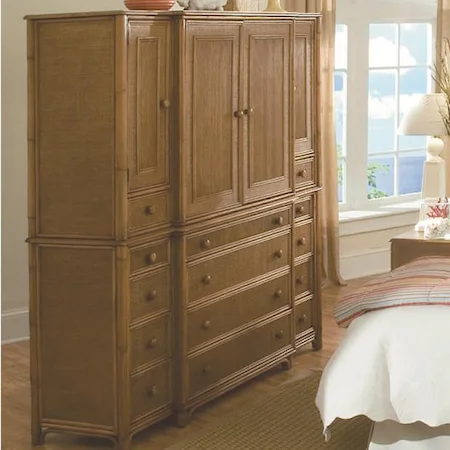 Tropical Twelve Drawer Dresser with Four Doors